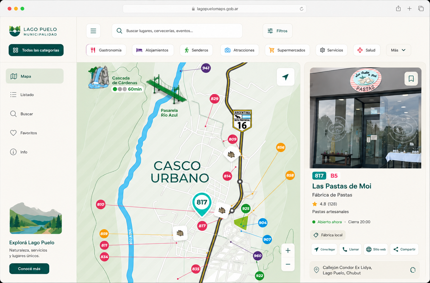 Vista de escritorio de la plataforma, demo funcional en producción